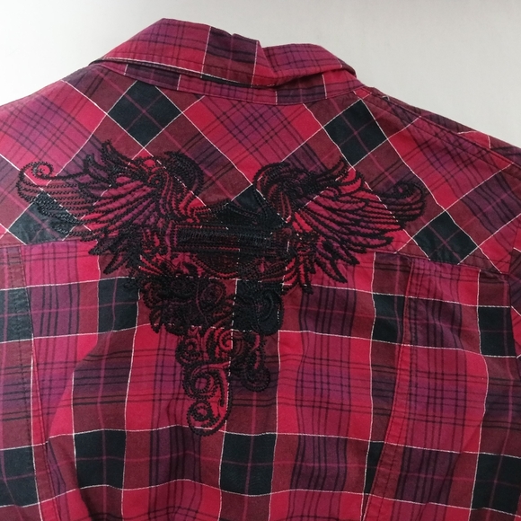 Harley Davidson Ladies Downswept Wing Plaid Cotton Longsleeve  Shirt. S - Picture 11 of 12